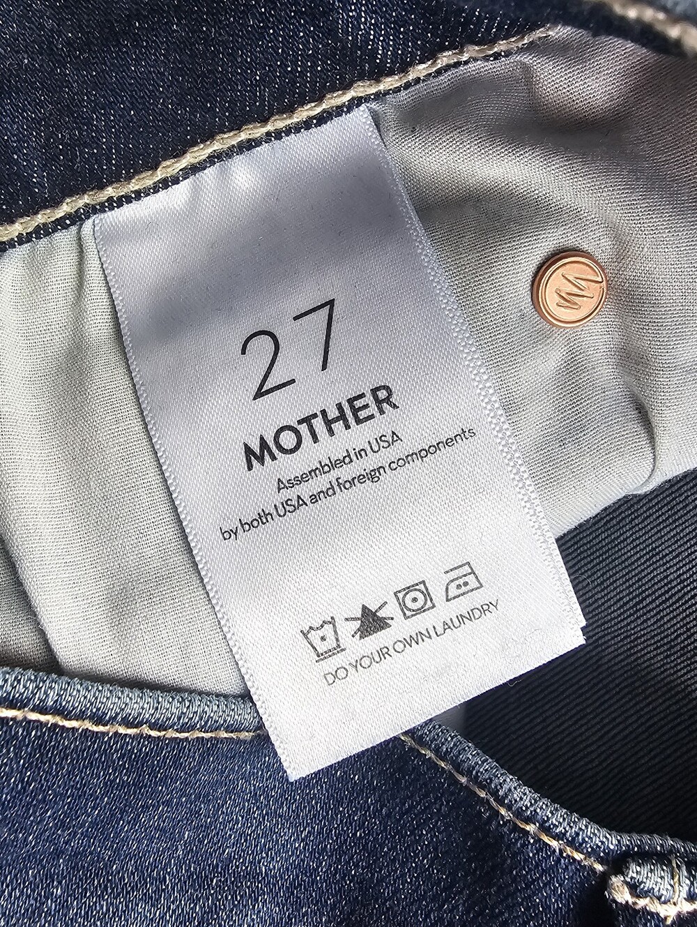 NWOT Mother Size 27 High Waisted Runaway Slim Flare Jeans In Teaming Up Wash - Picture 7 of 10